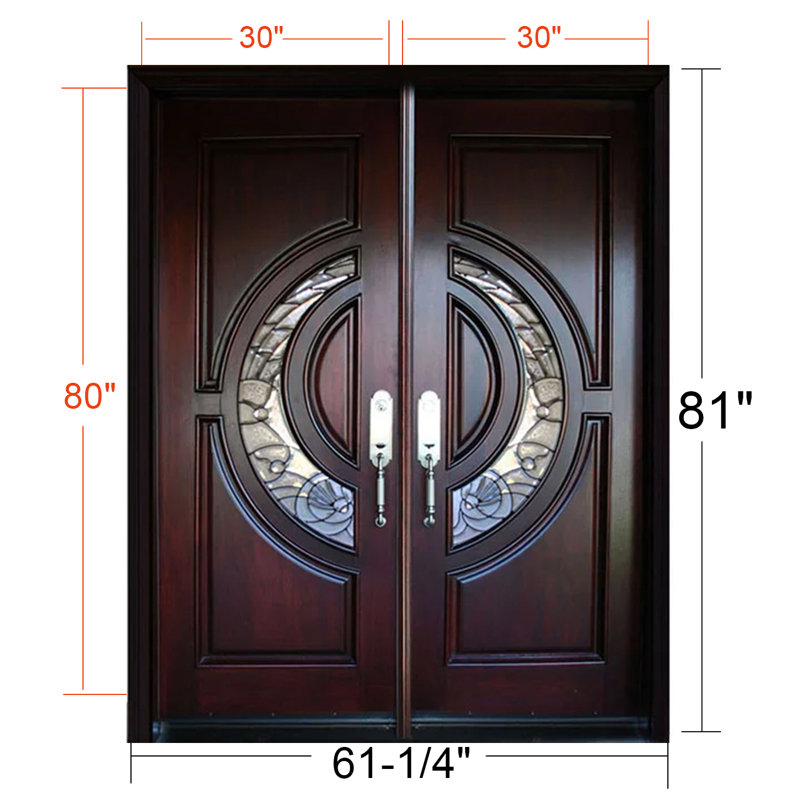 Portes d'entrée en bois M580E, S'ouvre à gauche vers l'intérieur, H 80 po x l 60 po