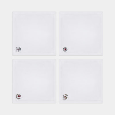 Fruit Motif Embroidered Linen Napkins