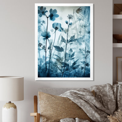 «Vintage Botanicals In Faded Retro Blue I», reproduction sur toile