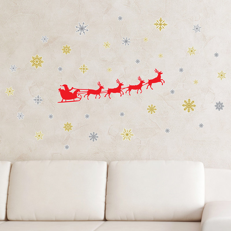 Décalcomanie murale bateau père noël, 45,67 x 56,69 x 0,09