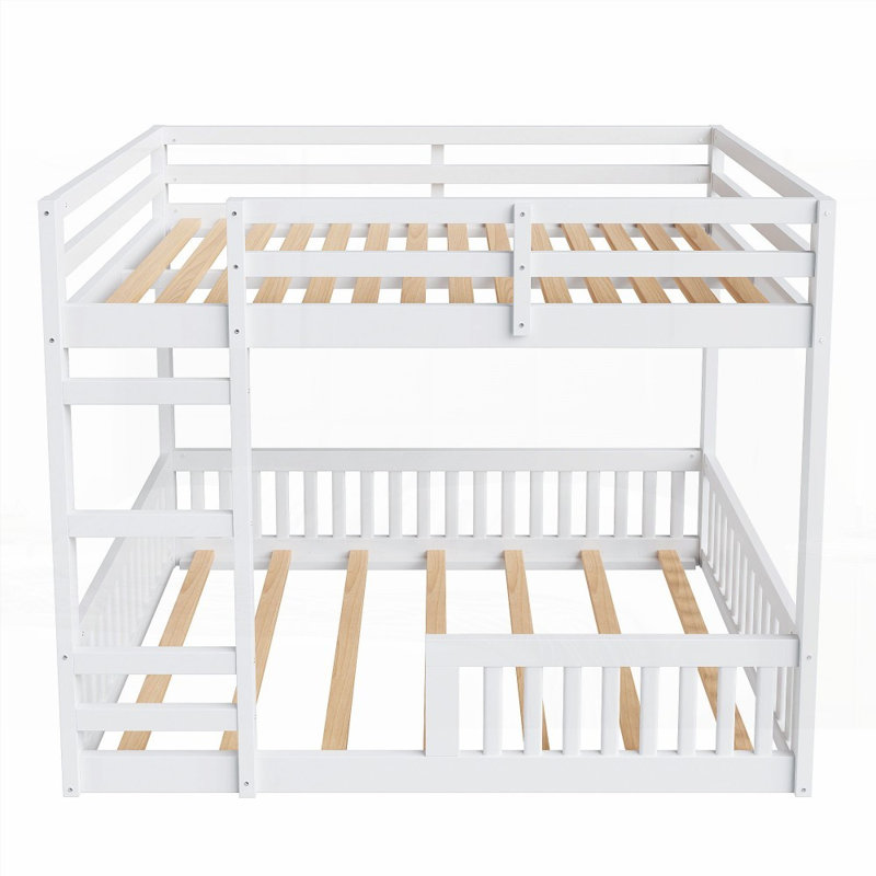 Lit superposé double en bois avec échelle et amp; Barrières de sécurité (L 77,5 po x l 56,5 po x H 60,2 po), aucun sommier requis, robuste Durable
