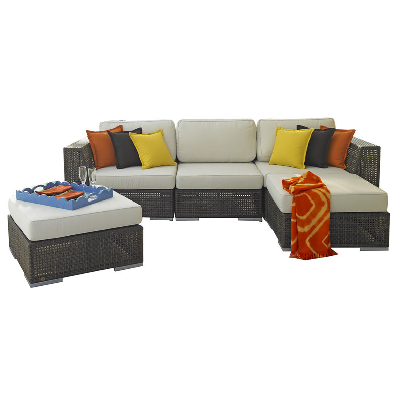 Daltan 5 Piece Sectional Seating Group with Sunbrella Cushions, Canvas Canvas Sunbrella® Canvas