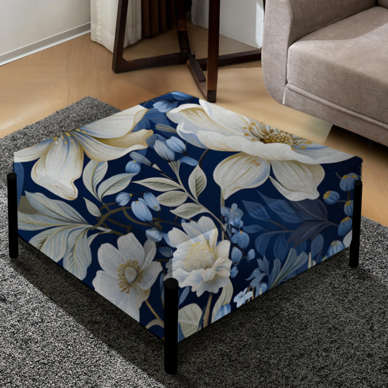 Grand repose-pieds carré Icy Blue Snowy