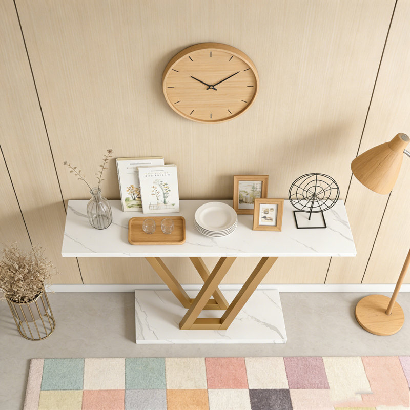 Console industrielle pour hall d'entrée, Marble White