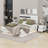 Modern High Gloss 3-Piece Bedroom Set Floating Bed Frame Platform Bed With LED Light & 2 Nightstands