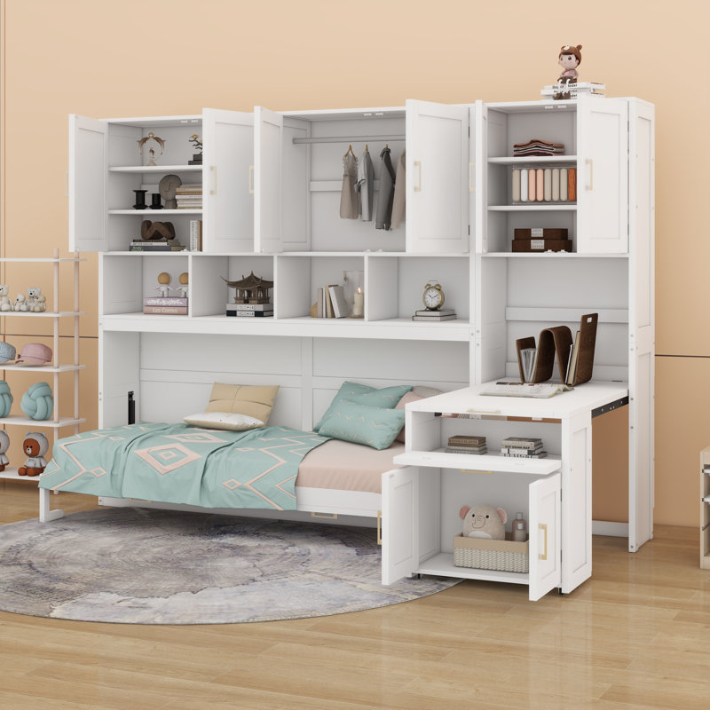 Lit escamotable avec placard Murphy, Blanc