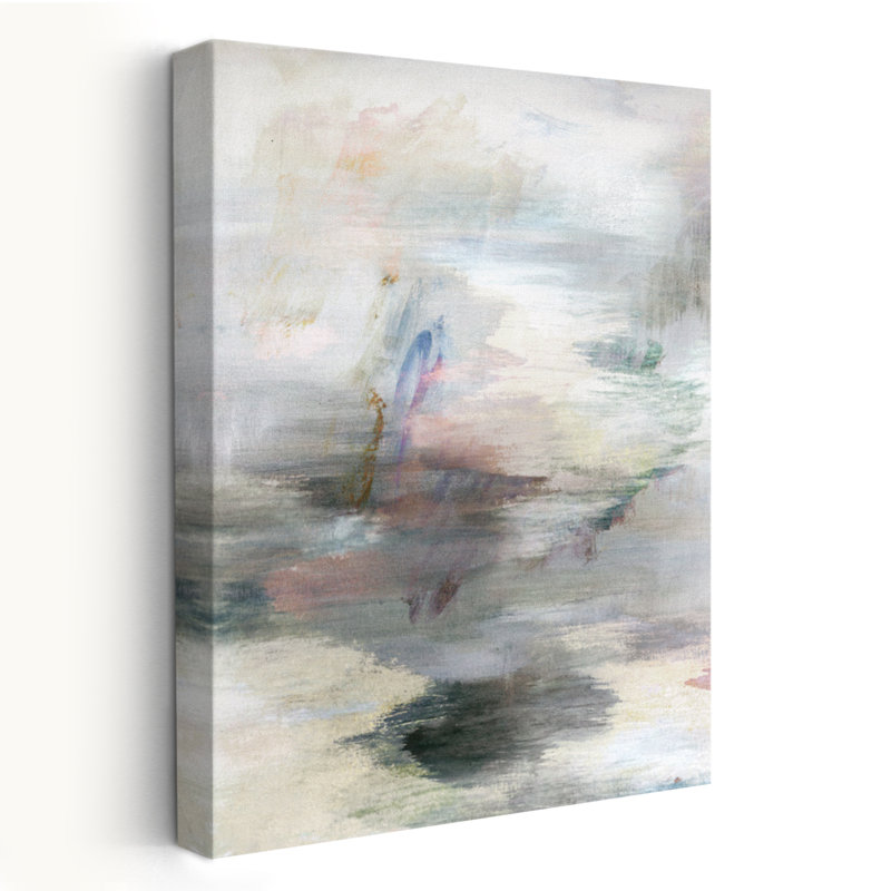 «Whispering Echoes In Soft Mist I», peinture à l'huile abstraite, art de paysage, H 24 po x l 16 po