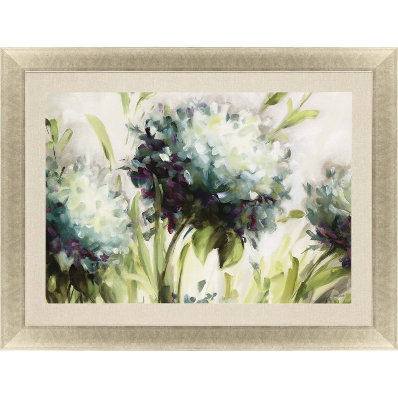 Hydrangea Field, impression encadrée dorée