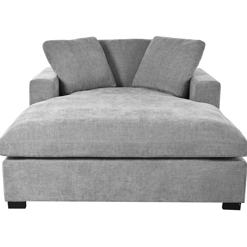 Méridienne de 53,5 po x 70,9 po - apparence classique, pieds en bois massif, structure, assemblage facile, chaise longue surdimensionnée grise, design, tissu, dorlotez-vous avec un confort inégalé