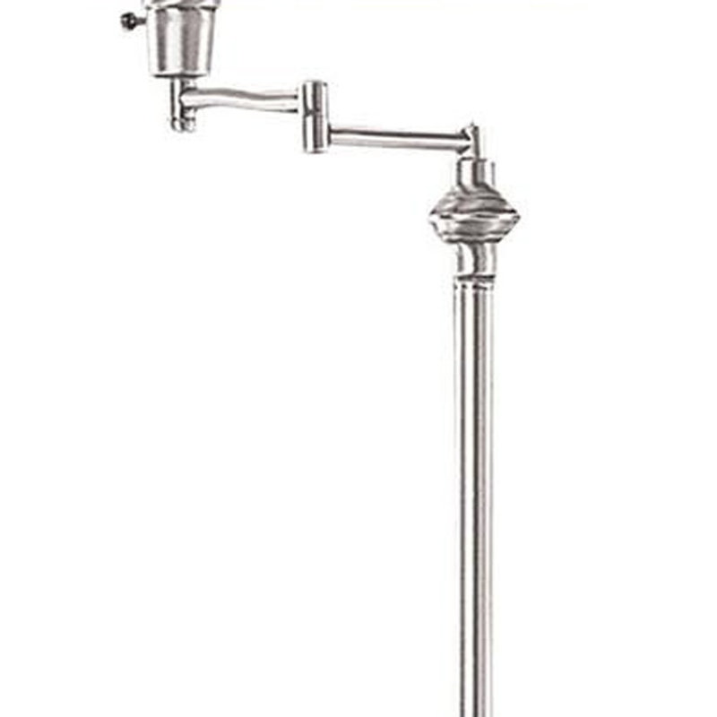 59" Swing Arm Floor Lamp With Beige Empire Shade, Nickel