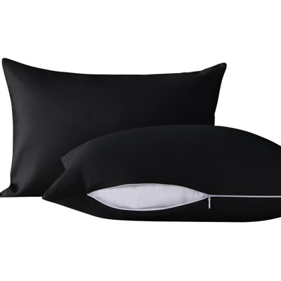 ​​2 Pack Crib Travel Pillows Soft Cotton Down Alternative Microfiber Pillowcases Breathable Machine Washable 13x18 Black