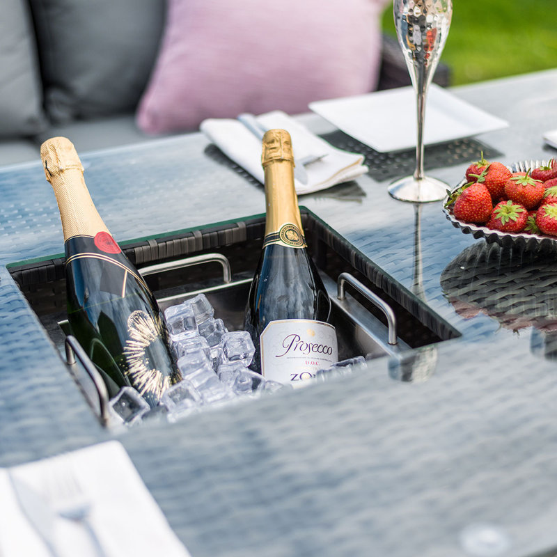 Maoli Rectangular Metal Outdoor Dining Table , 144.5cm cm W 85cm cm D, Grey