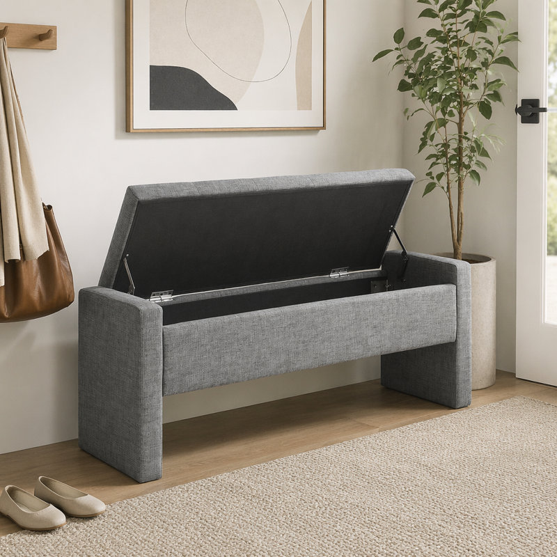 Banc de lit moderne avec rangement, Brun / gris