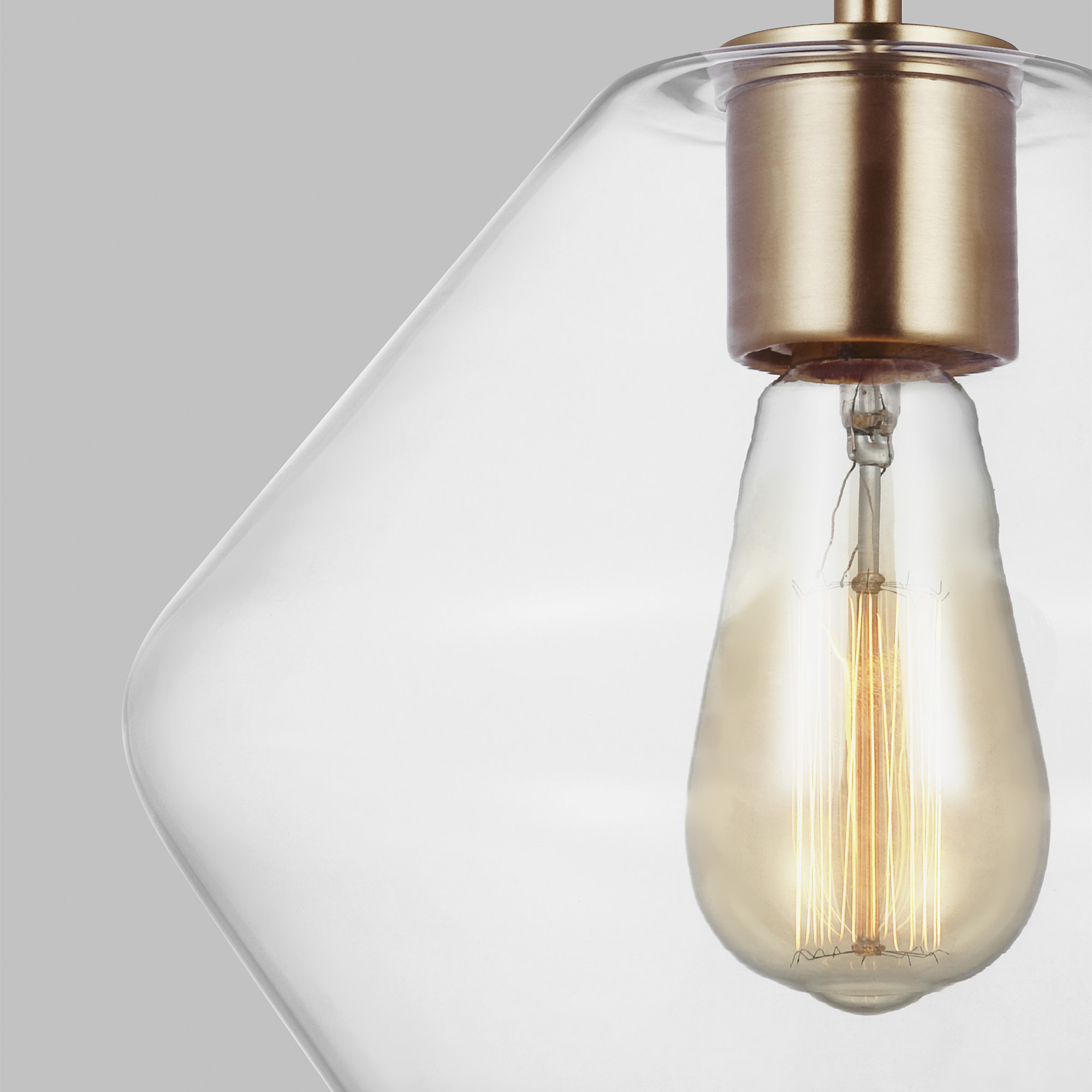 Rooks Single Light Glass Dimmable Pendant, Satin Brass