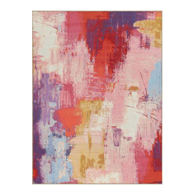 Multicolor Abstract Patterned Woven Base Modern Decorative Rug