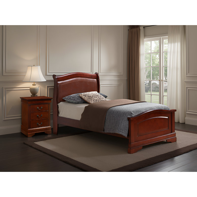 Ensemble de chambre à coucher 2 pièces avec table de chevet à 3 tiroirs Geib Cherry