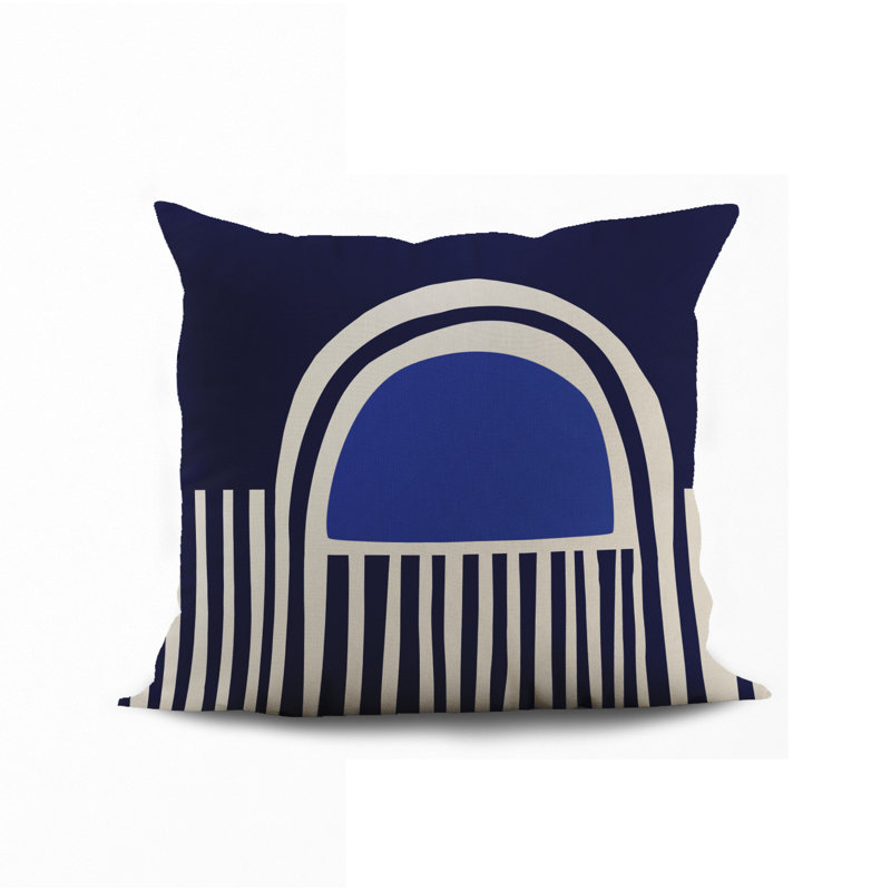 Jeté carré en polyester intérieur / extérieur, L 15 po x H 15 po, Bleu marine