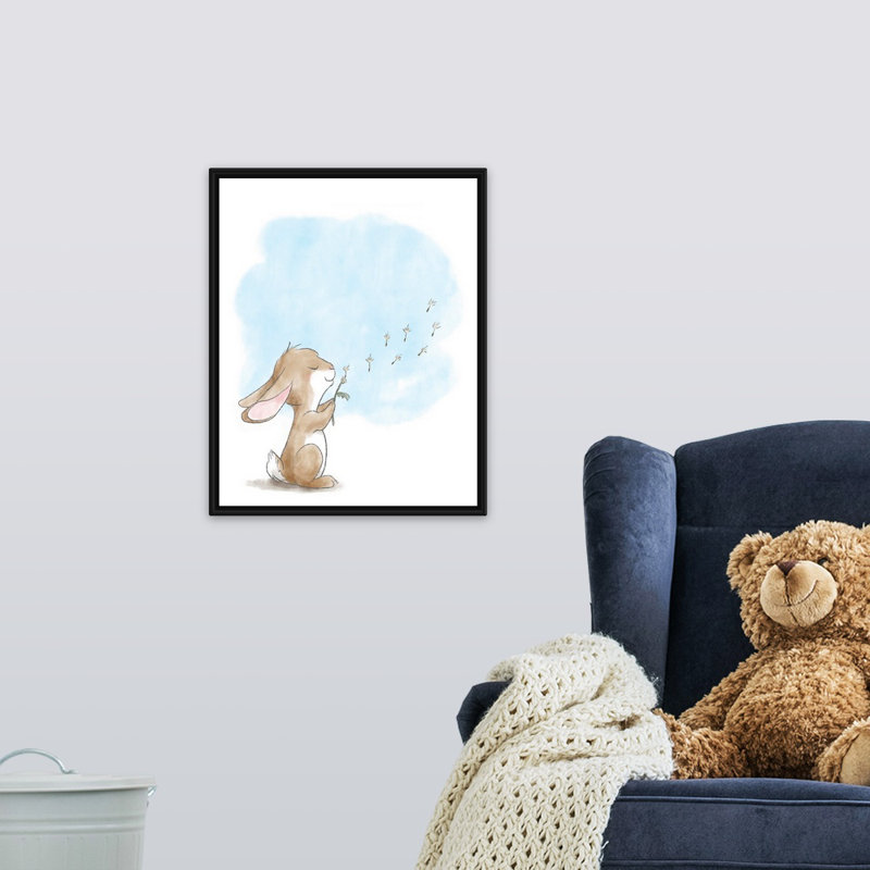 « souffleing pissenlits », impression Little Bunny, H 20 po x l 16 po x P 1,75 po, Cadre pour toile flottant noir