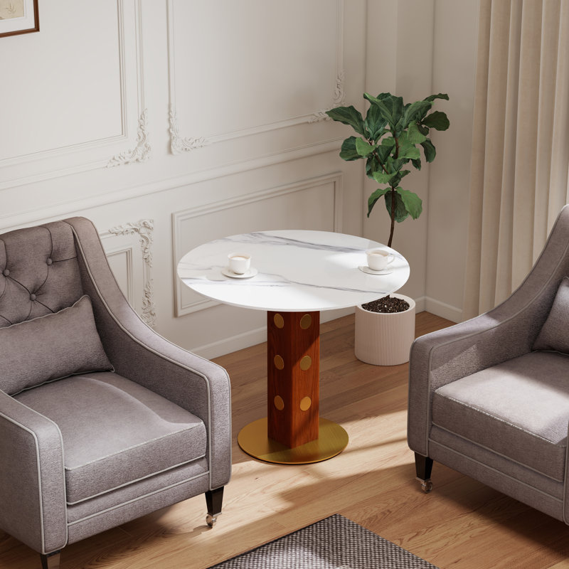 33.5" Round Pedestal Dining Table, White