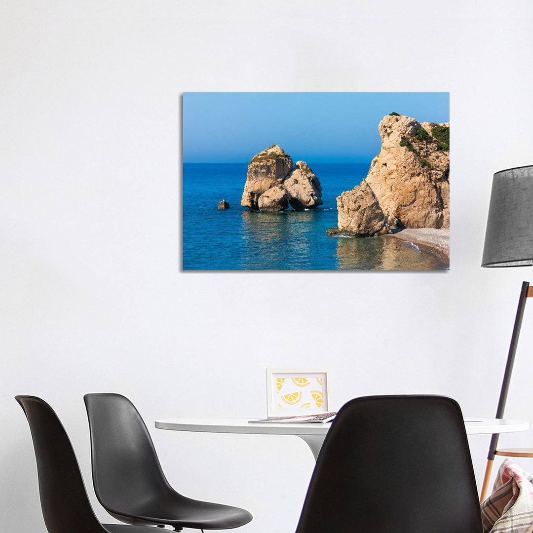 The Rock Of Aphrodite In The Mediterranean, Paphos (Pafos), Republic Of Cyprus by Keren Su - Wrapped Canvas Print