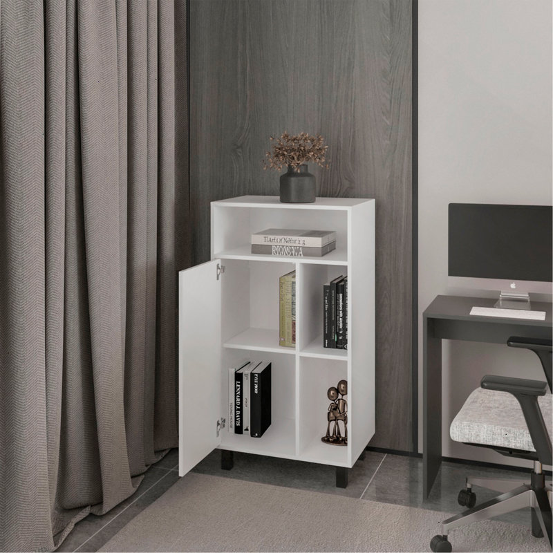 FM FURNITURE Blackwater Cabinet With Open Storage And 1 Door, White