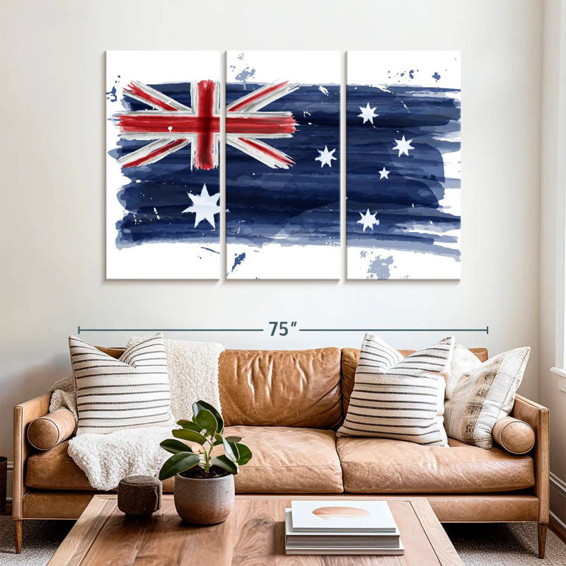 Borges Painted Australian Flag, 42" H x 65" W