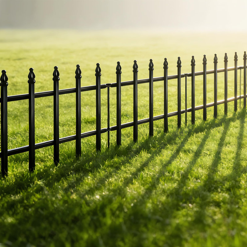 Outdoor Decorative Metal Garden Fence Panels Picket Design Anti-Rust Fencing Panels Animal Barrier, 5 Panels, 30cm H x 40cm W