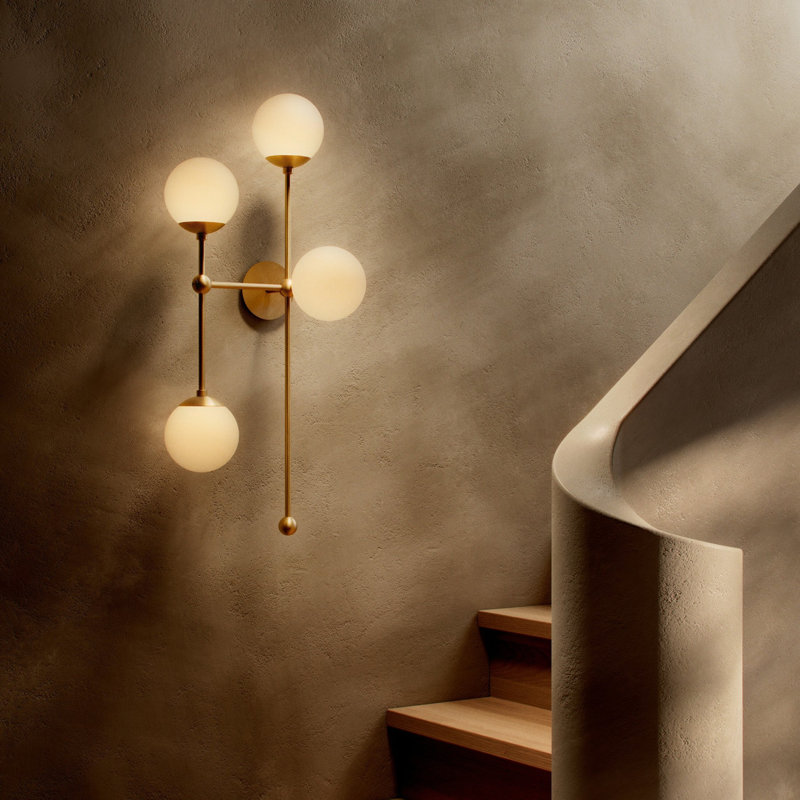 Armstrong 4 - Light Armed Sconce, Opal Matte, Burnished Brass