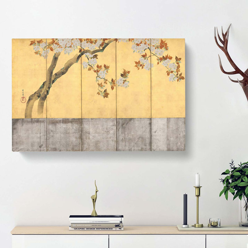 Blossoming Cherry Trees Vol.2 by Sakai Hoitsu - Wrapped Canvas Painting Print, 50cm H x 76cm W x 3cm D