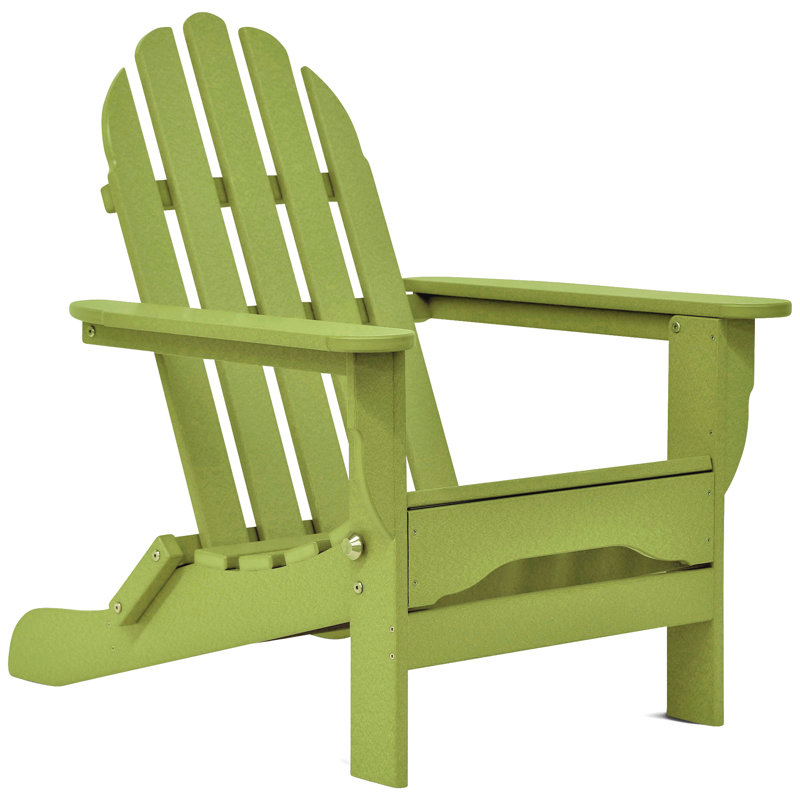 Leighton Foldable Outdoor Adirondack Chair, Lime Green