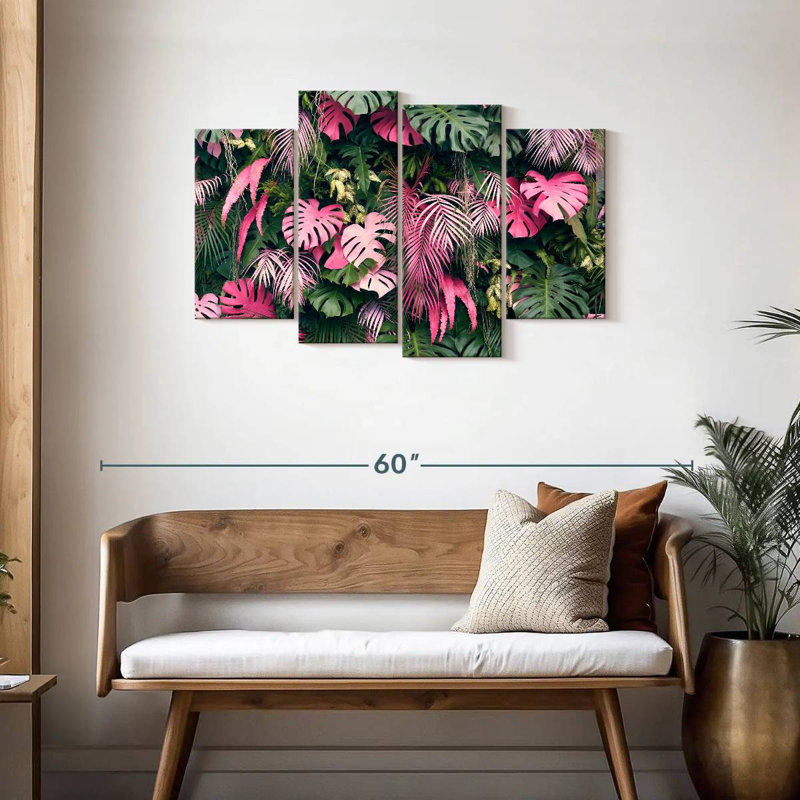 Harnek Pink Summer Monstera, 27" H x 43" W
