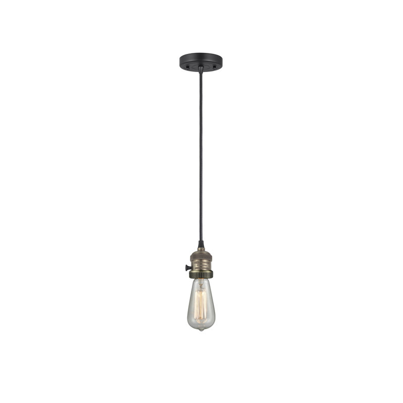 Franklin Restoration - Bullet - 1 Light 7" Cord Hung Mini Pendant - On-Off Turn Switch - Bulb Not Included, 100 W