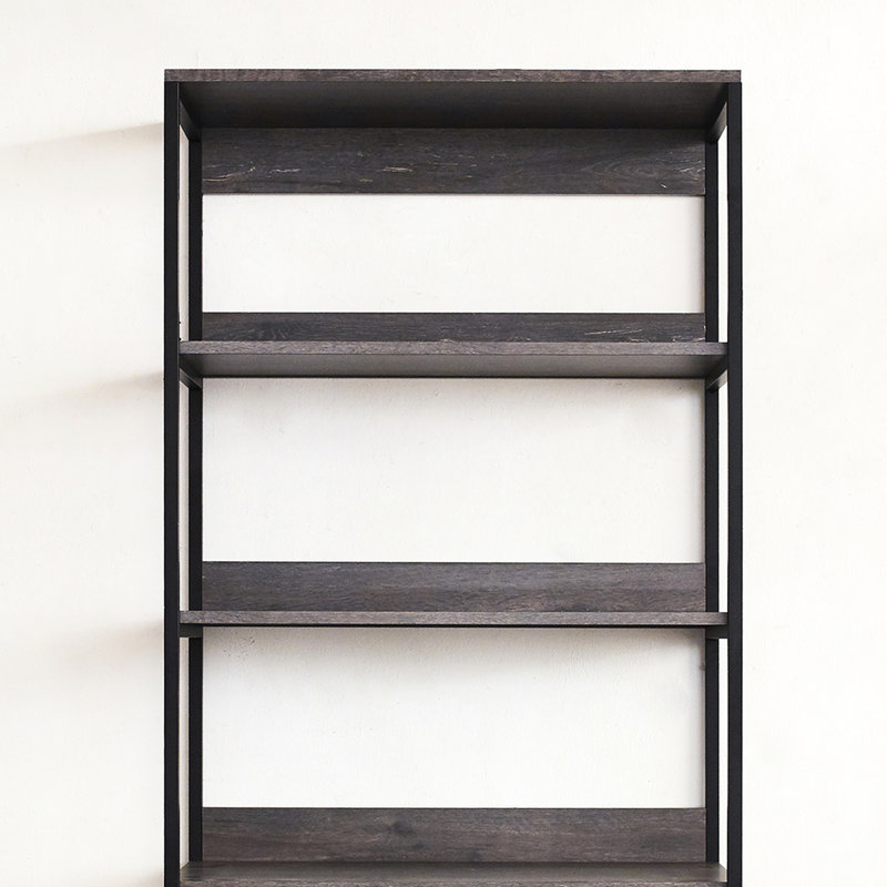 Armoire en bois et métal - Armoire de rangement extra-profonde grise pour chauffer la finition rustique