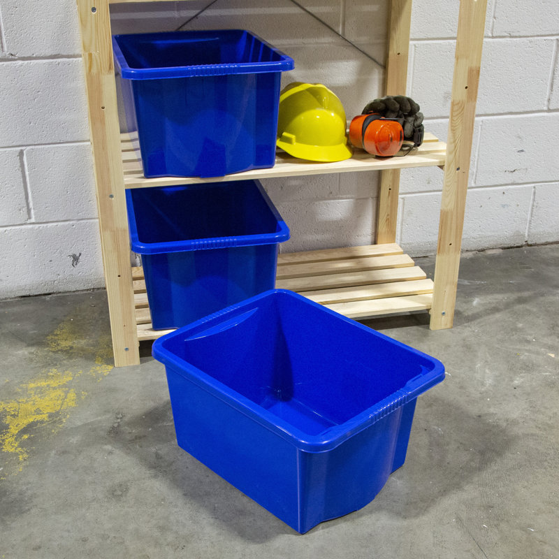 Wham Stack & Store 35L Plastic Organiser Box, Blue