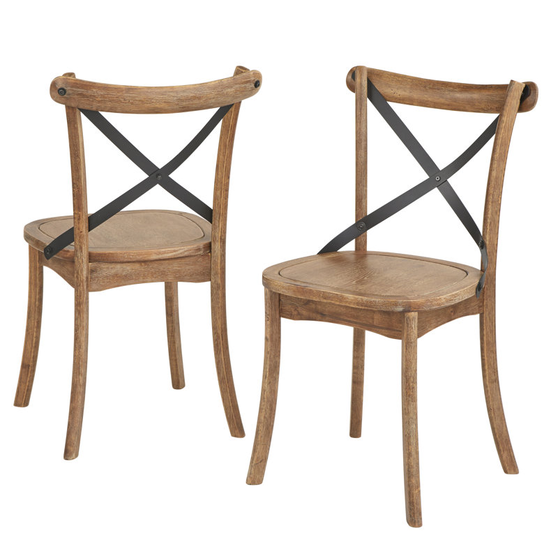 Cramlington Wood and Steel X-Back Side Chair, Driftwood