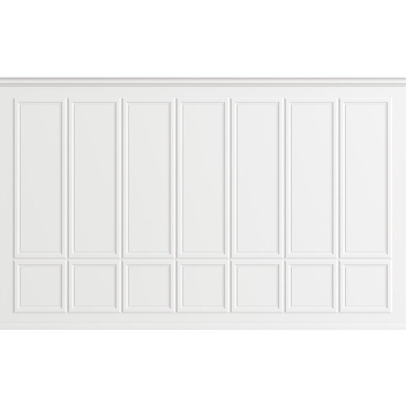 Panneau mural minimaliste blanc classique - Design intérieur moderne en lambris, L 96 po x l 108 po