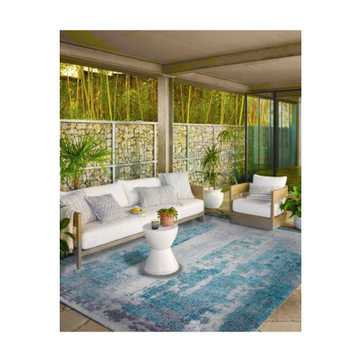 Tapis bleu doux à motif tissé lavable