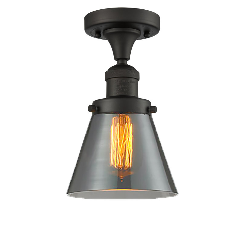 Glass Semi Flush Mount, Oil Rubbed Bronze, Smoked