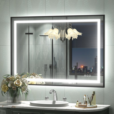 Wayfair Basics® UL Certified Front & Back LED Anti-Fog Tempered Glass Framed Bathroom/Vanity Mirror