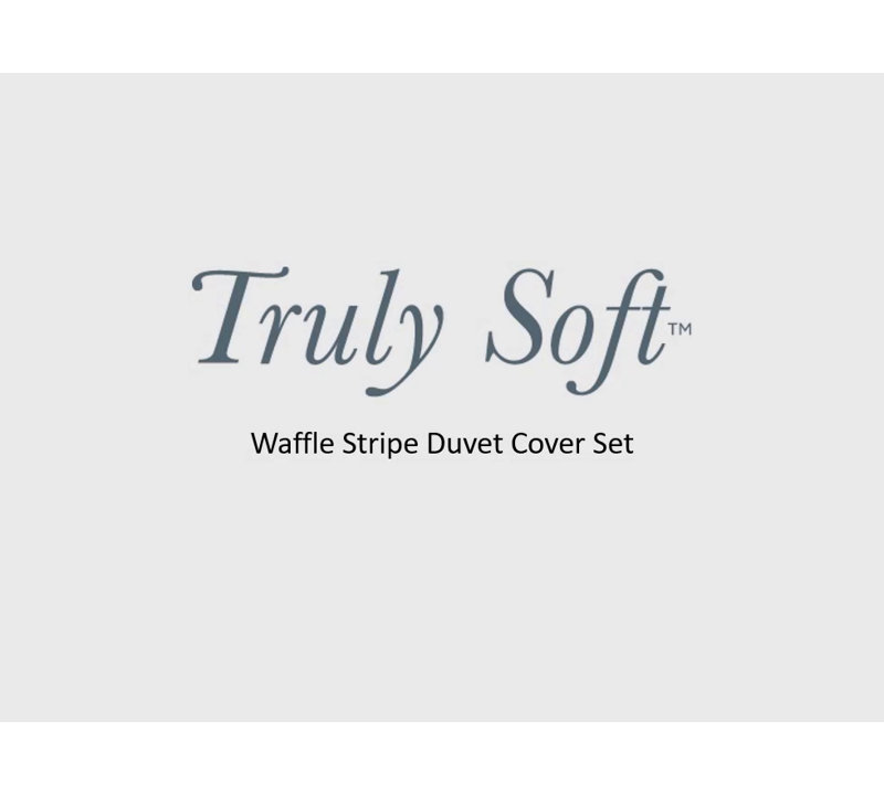 Twin XL Blue and White Waffle Stripe Duvet Cover Set