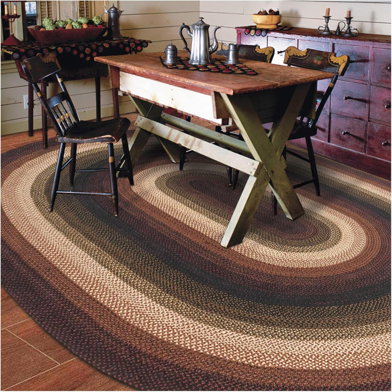 Tapis en jute de qualité supérieure canneberge / noir / rouge, Ovale 4 pi x 6 pi