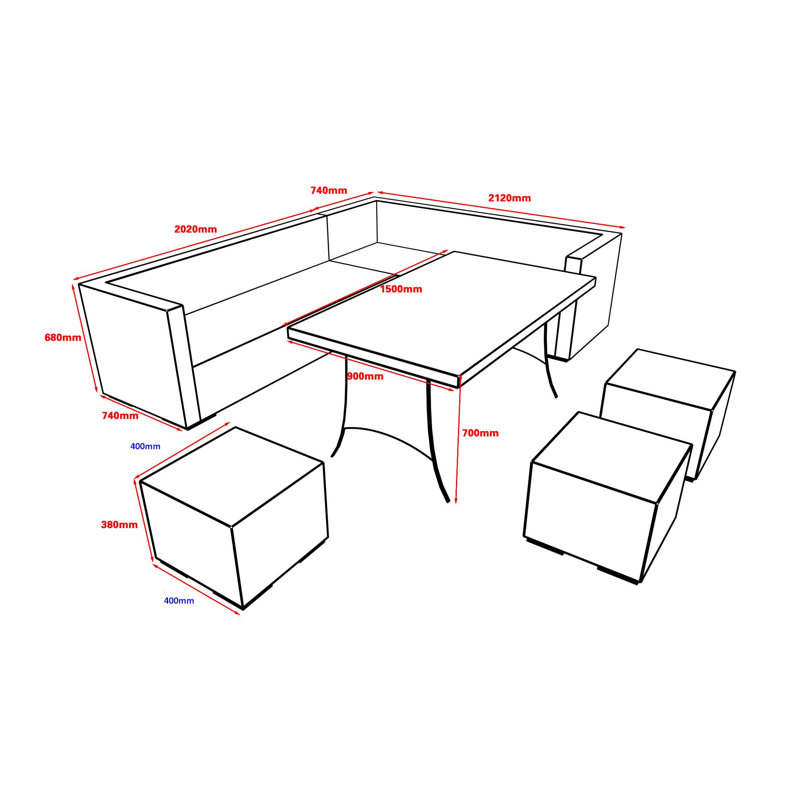 Ibhidh Luxury Sofa Dining Set, Grey