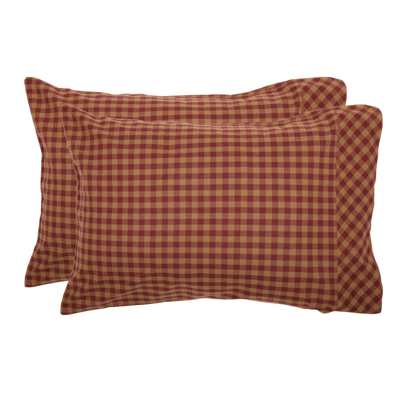 Burgundy Check Cotton Standard Pillowcase Set of 2