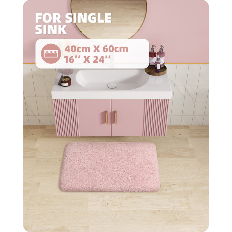 Tapis pour salle de bain Gaenside, Rose, L 24 po x l 16 po