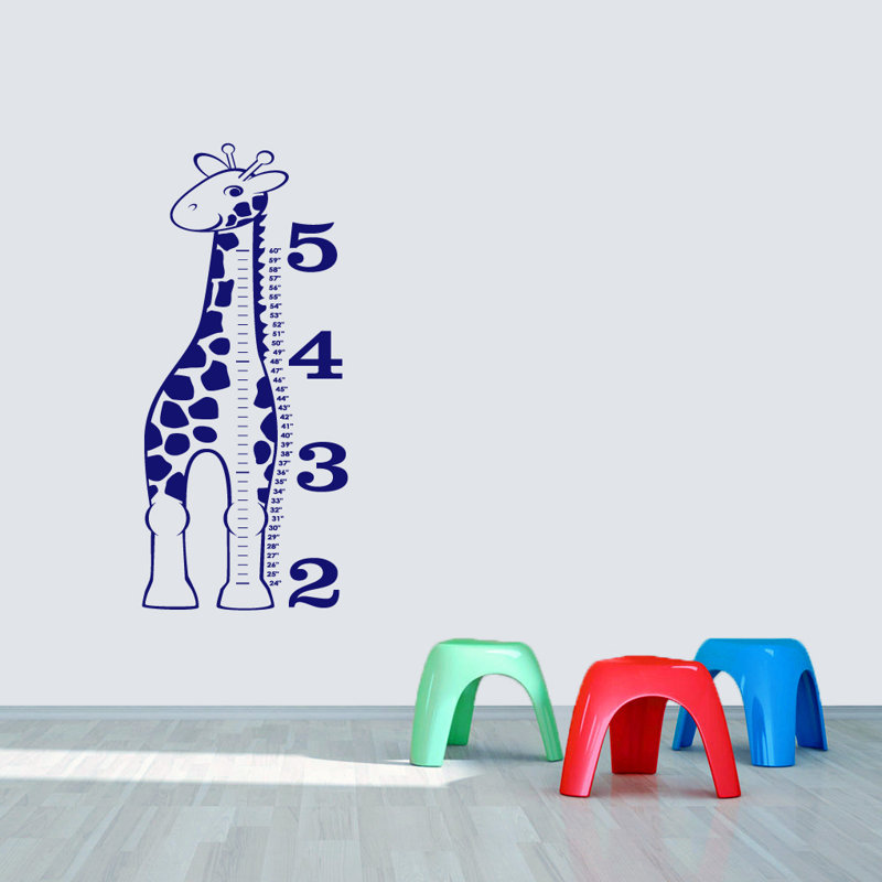 Décalcomanie murale « giraffe growth chart », Bleu marine
