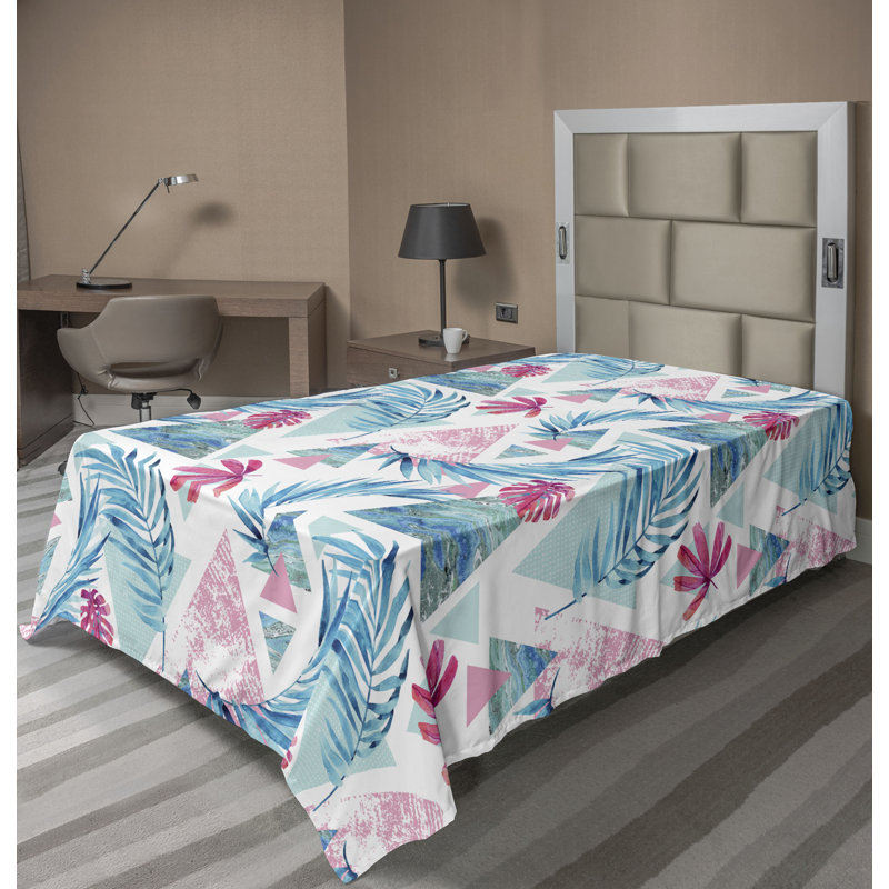 Drap plat Ambesonne, Drap plat pour lit simple, Rose, vert, floral