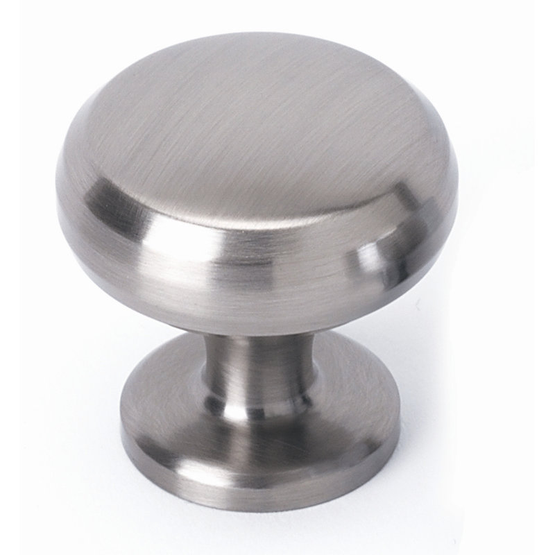 Mushroom Knob, Satin Nickel, 1" H x 1" W x 0.63" D