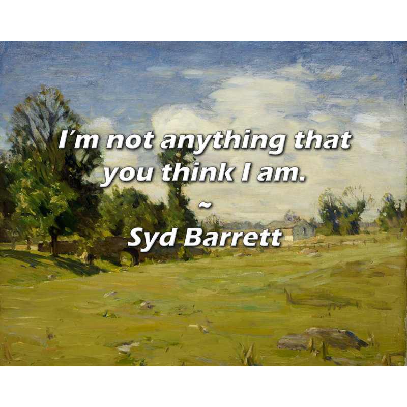 Sydney Barrett, citation: «Je ne suis rien de ce que vous pensez être., H 20 po x l 24 po