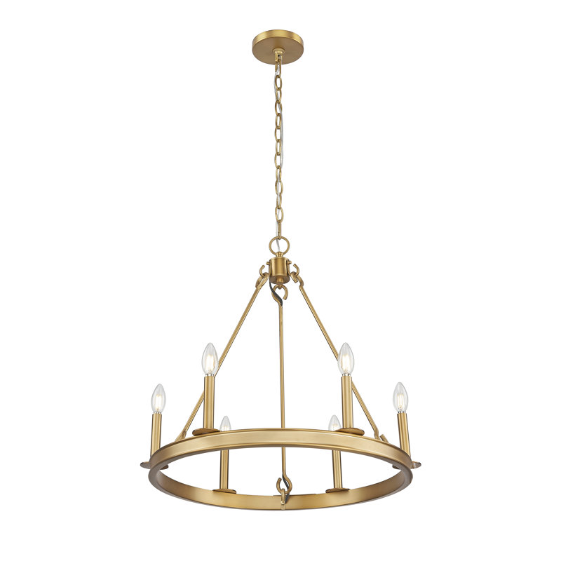 Barclay 6 Light Chandelier in Rubbed Brass