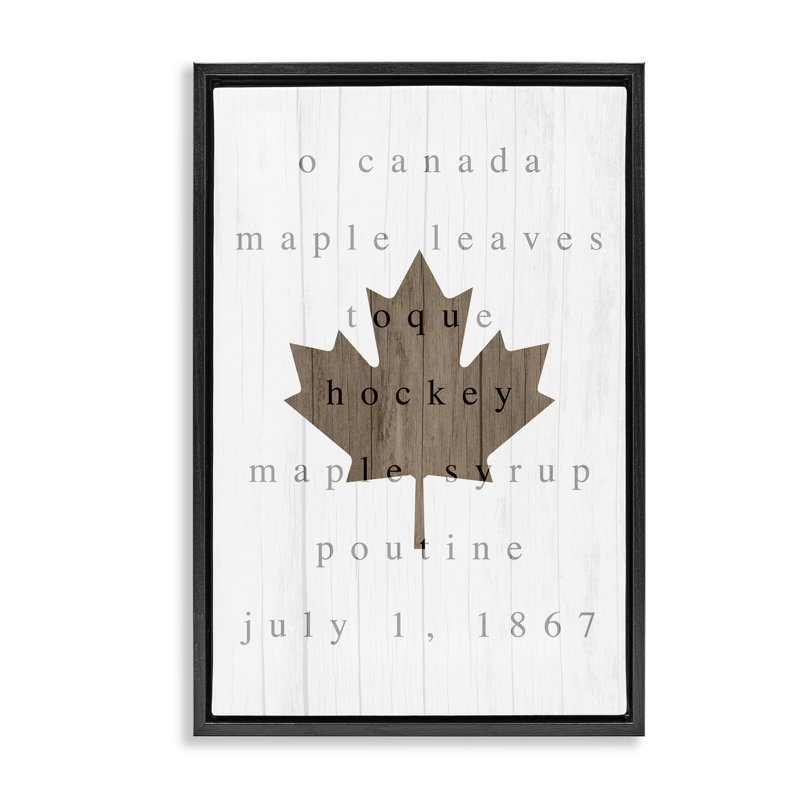 Cadre flottant feuille d'érable Canada Histoire, design par Lil 'Rue, Cadre flottant noir de jais, H 25 po x l 17 po